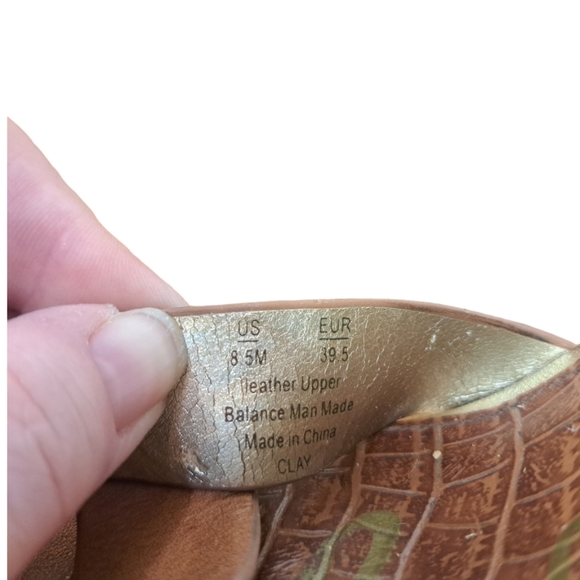 Sam Edelman Women Shoe #Clay Wedge Size 8.5 Textured Heel Black & Brown Leather - Picture 8 of 16